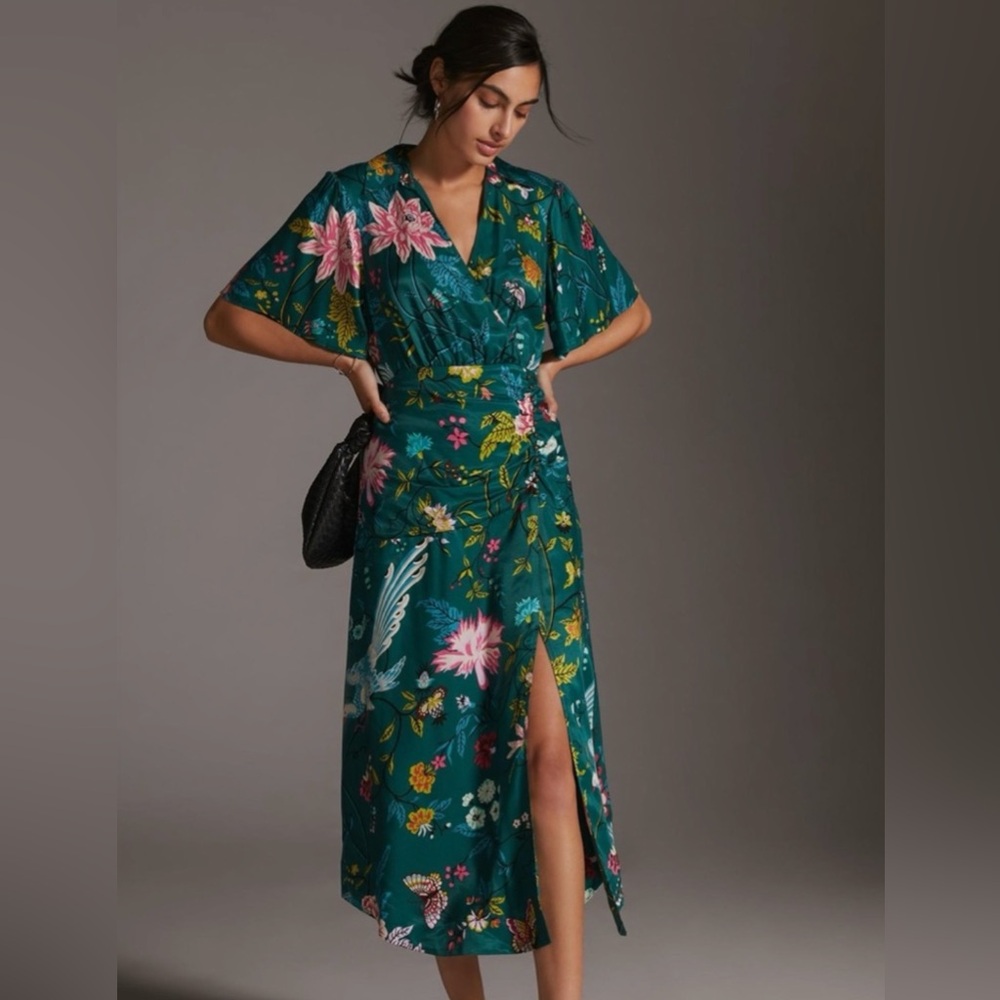Maeve by Anthropologie Floral/Tropical Midi Dress, Size 12